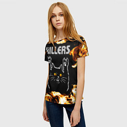 Футболка женская The Killers рок кот и огонь, цвет: 3D-принт — фото 2