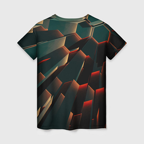 Женская футболка Абстрактная геометрия во тьме / 3D-принт – фото 2