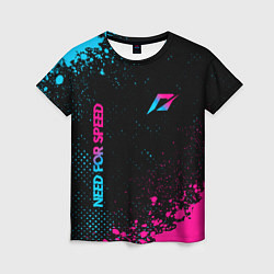 Футболка женская Need for Speed - neon gradient: надпись, символ, цвет: 3D-принт