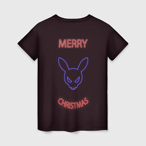 Женская футболка Neon christmas bunny / 3D-принт – фото 2