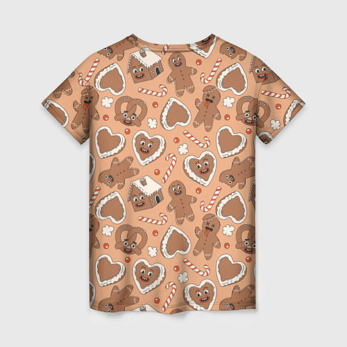 Женская футболка Новогодний паттерн с печеньем / 3D-принт – фото 2
