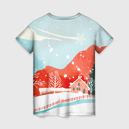 Женская футболка Зимние новогодние горы / 3D-принт – фото 2