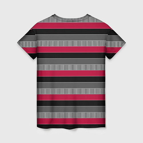 Женская футболка Красно-черный полосатый современный узор / 3D-принт – фото 2