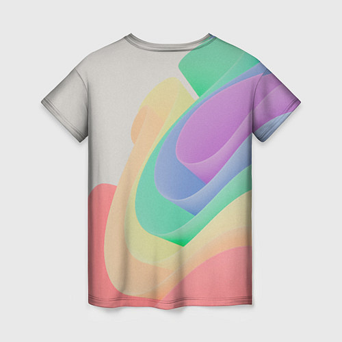 Женская футболка Волнообразные разноцветные листы / 3D-принт – фото 2