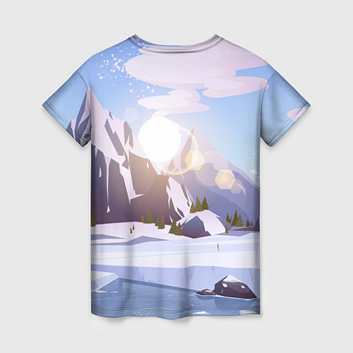 Женская футболка Зайчик чистит снег / 3D-принт – фото 2