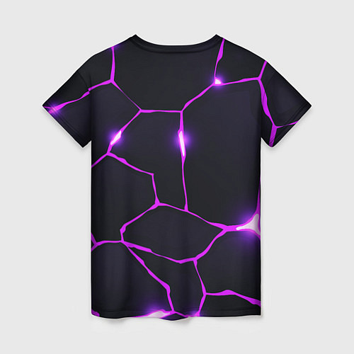 Женская футболка Фиолетовые неоновые трещины / 3D-принт – фото 2