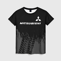 Футболка женская Mitsubishi speed на темном фоне со следами шин: си, цвет: 3D-принт