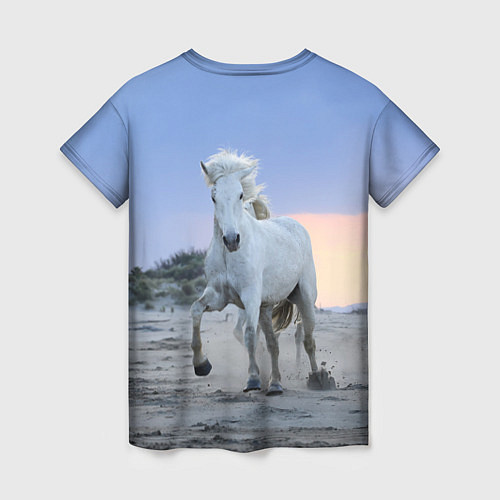 Женская футболка Белый конь / 3D-принт – фото 2