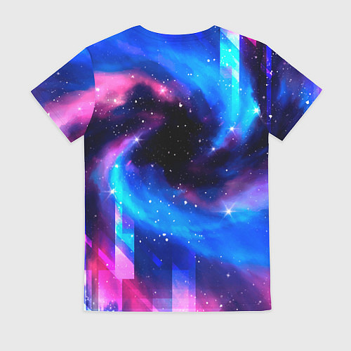 Женская футболка Sally Face неоновый космос / 3D-принт – фото 2
