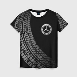 Женская футболка Mercedes tire tracks