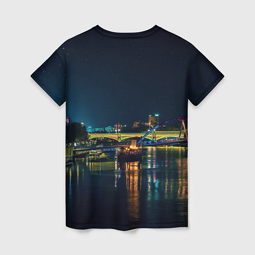 Женская футболка Неоновый ночной город / 3D-принт – фото 2