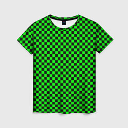 Футболка женская Зелёная шахматка - паттерн, цвет: 3D-принт