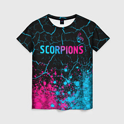 Женская футболка Scorpions - neon gradient: символ сверху