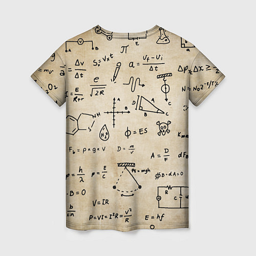 Женская футболка Научные формулы на старой бумаге / 3D-принт – фото 2