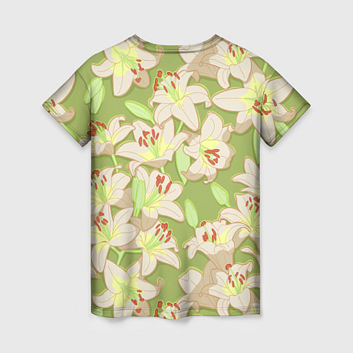 Женская футболка Нежные цветы - лилии: цветной паттерн / 3D-принт – фото 2