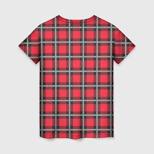 Женская футболка Красная шотландская клетка / 3D-принт – фото 2