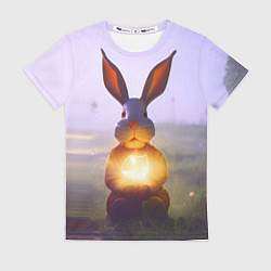 Футболка женская Заяц с гирляндой, цвет: 3D-принт