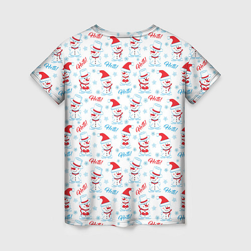 Женская футболка Снеговики - hello / 3D-принт – фото 2