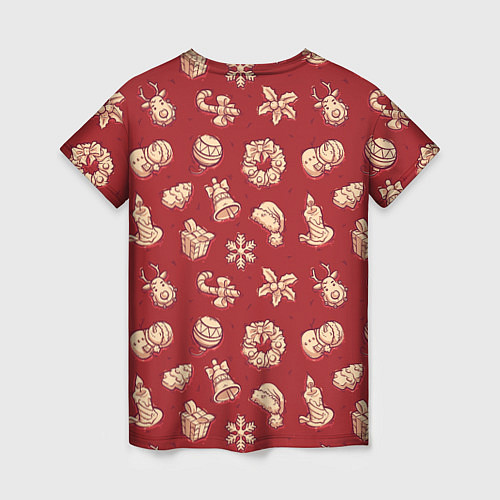 Женская футболка Новогоднее настроение: красно-молочный / 3D-принт – фото 2
