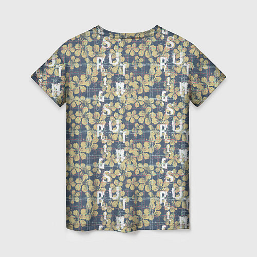 Женская футболка Цветы и буквы гранж / 3D-принт – фото 2