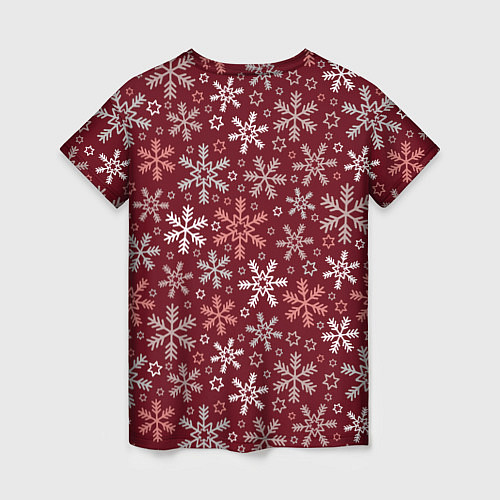 Женская футболка Новогодний узор из снежинок / 3D-принт – фото 2