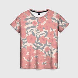 Женская футболка Узор из красных цветов
