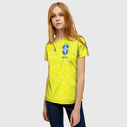 Футболка женская Форма сборной Бразилии ЧМ 2022, цвет: 3D-принт — фото 2
