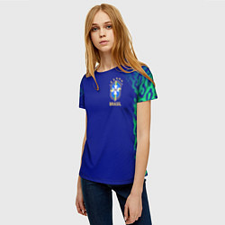 Футболка женская Форма сборной Бразилии ЧМ 2022 гостевая, цвет: 3D-принт — фото 2