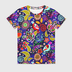 Женская футболка Multicolored floral patterns