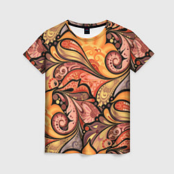 Женская футболка Multicolored branching floral patterns