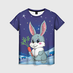 Женская футболка Кролик с морковкой