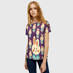 Футболка женская Зайцы в куртках, цвет: 3D-принт — фото 2