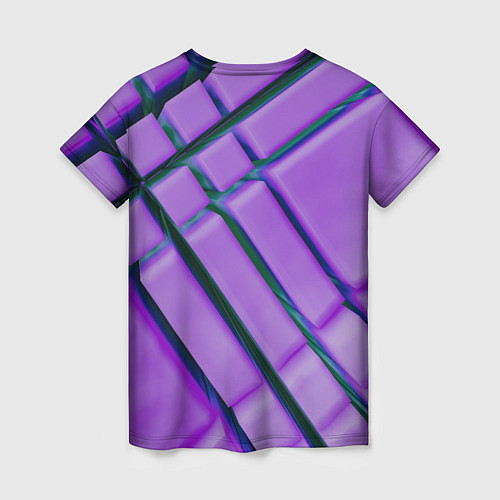 Женская футболка Фиолетовый фон и тёмные линии / 3D-принт – фото 2