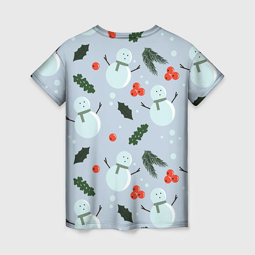 Женская футболка Снеговики и ягодки / 3D-принт – фото 2