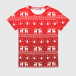 Женская футболка Новогодний орнамент с оленями