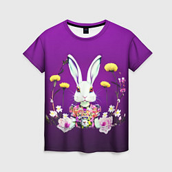 Футболка женская Кролик с одуванчиками, цвет: 3D-принт