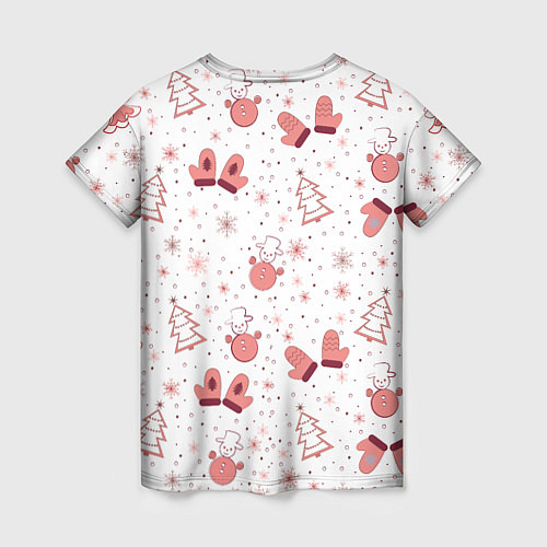 Женская футболка Зимнее розовое настроение / 3D-принт – фото 2