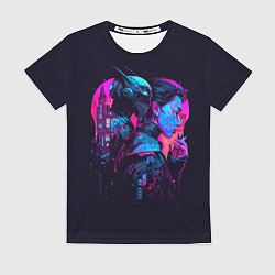 Футболка женская Девушка и робот, цвет: 3D-принт