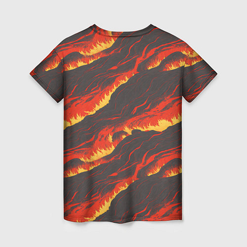 Женская футболка Потоки лавы в японском стиле / 3D-принт – фото 2