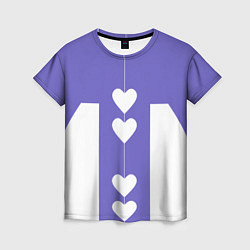 Футболка женская Белые сердца на фиолетовом, цвет: 3D-принт
