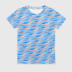 Женская футболка Плывущие девушки на голубом фоне