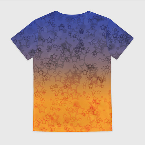 Женская футболка Желто-синий звездный узор / 3D-принт – фото 2