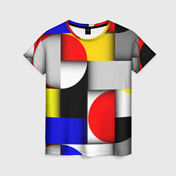 Футболка женская Оптическая иллюзия из кругов, прямоугольников и фи, цвет: 3D-принт