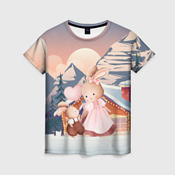 Женская футболка Зайчиха и зайчонок