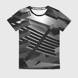 Женская футболка Жёсткий абстрактный серый и тёмно-серый металл