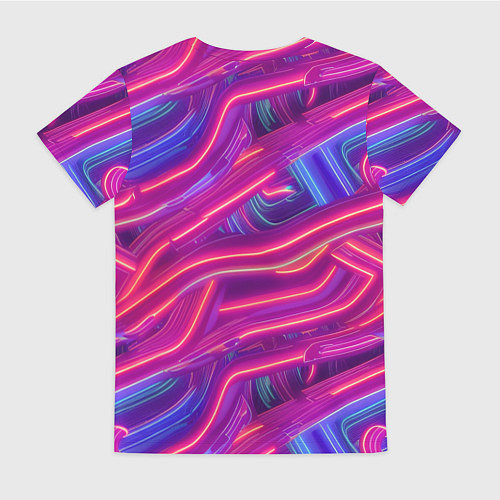 Женская футболка Neon waves / 3D-принт – фото 2