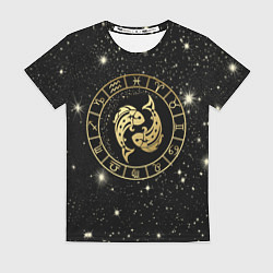 Женская футболка Знак Рыбы на звездном небе