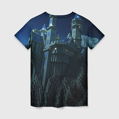 Женская футболка Гора и замок из блоков майнкрафт / 3D-принт – фото 2