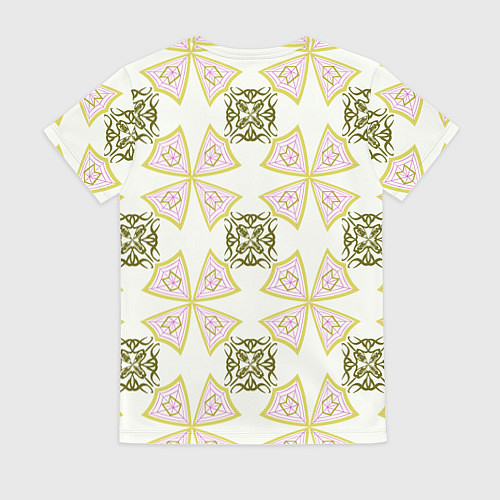 Женская футболка Абстрактный цветок и ажурный орнамент / 3D-принт – фото 2