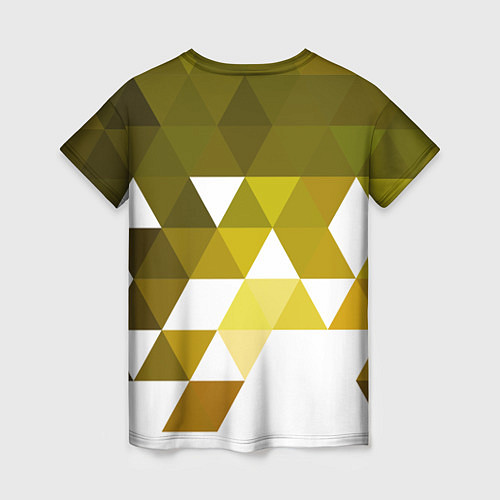 Женская футболка Золотистая мозаика из ромбов / 3D-принт – фото 2
